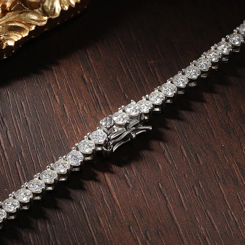 3 Claw D Color VVS1 Moissanite Tennis Necklace — 925 Sterling Silver 18K White Gold Plated (GRA Certified) - Necklaces