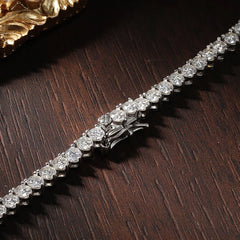 3 Claw D Color VVS1 Moissanite Tennis Necklace — 925 Sterling Silver 18K White Gold Plated (GRA Certified) - Necklaces