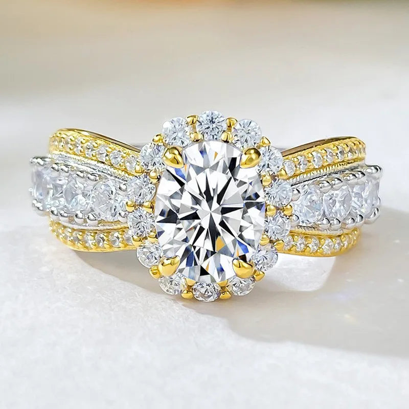 Oval Moissanite Ring 6x8MM