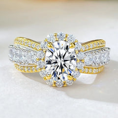 Oval Moissanite Ring 6x8MM
