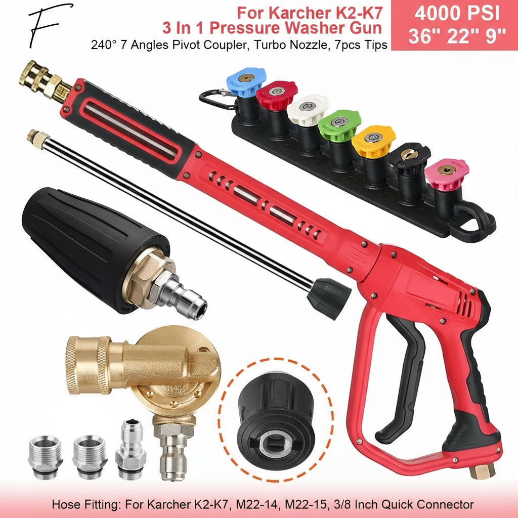 4000 PSI Spray Gun with Nozzles & Foam Lance Kit by Snagg A Foam Cannon