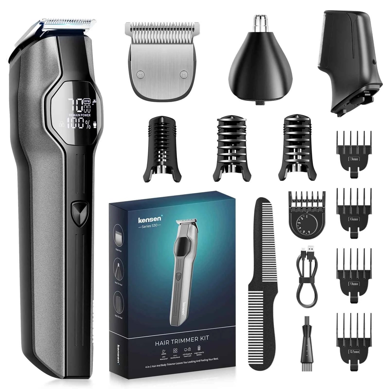 Professional 4 in 1 Complete Grooming System – High-Torque Cordless Clipper with 210 Minute Runtime