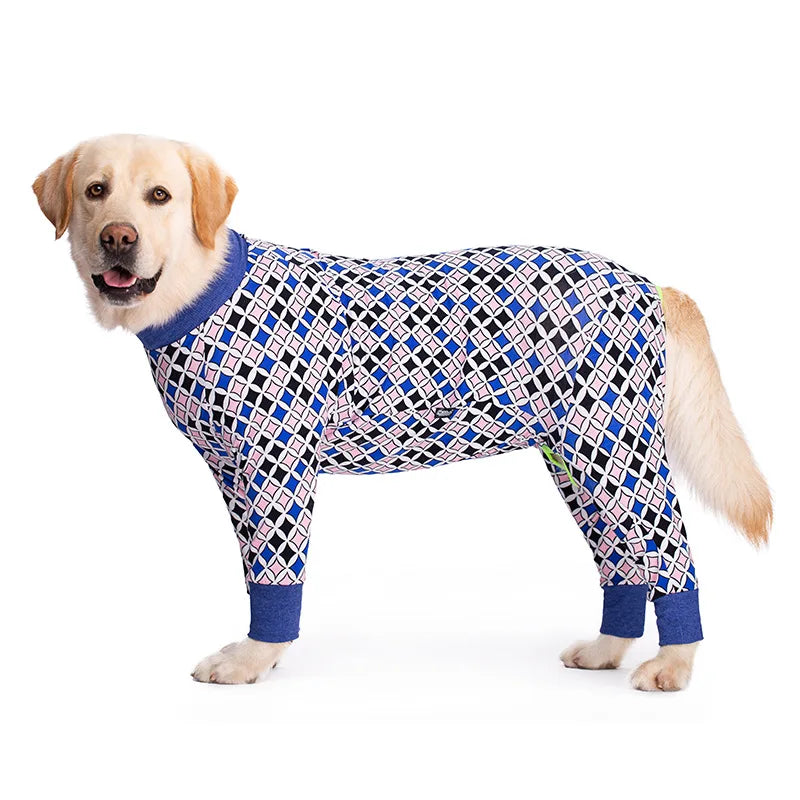 Dog Pyjama Jumpsuit for Medium & Large Dogs – Cosy Full-Cover Belly Recovery Suit (Cuttable Panel)