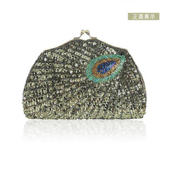 Retro Beaded Peacock Evening Purse