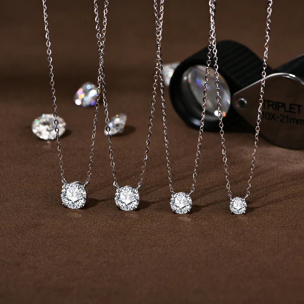 1 Carat Round Brilliant Moissanite Pendant Necklace