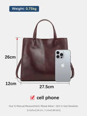 Genuine Leather Oil Wax Tote Bag – Large Capacity Vintage Shoulder & Crossbody Shopper for Women