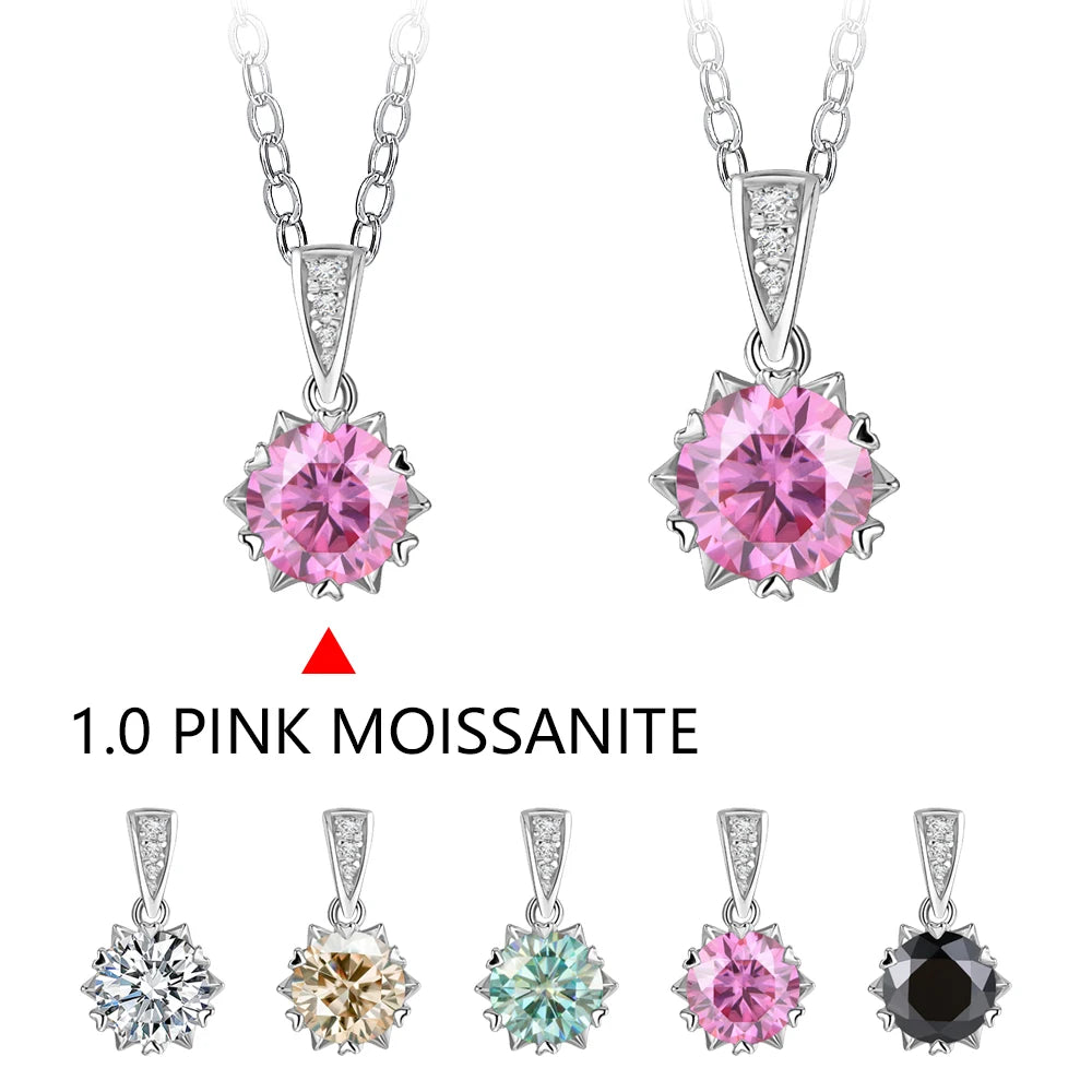 1 Carat Round Brilliant Moissanite Pendant Necklace