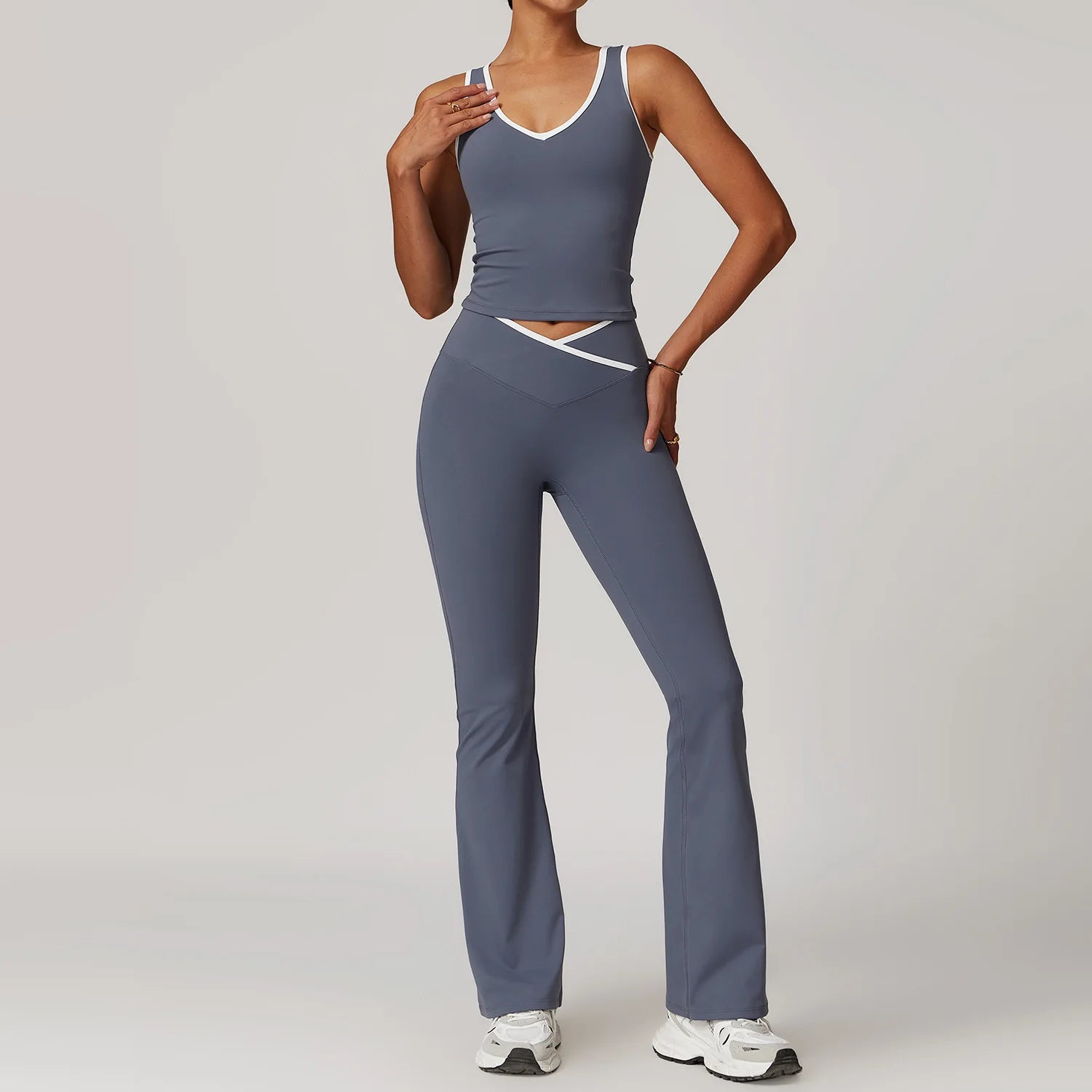 Women's 2-Piece Yoga Workout Set | High Waist Leggings & Sports Bra Gym Tracksuit Athletic Wear