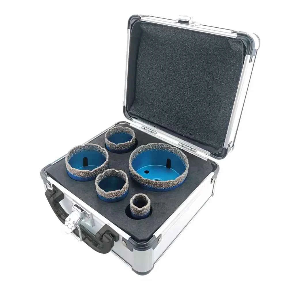 5pcs M14 Thread Dry Diamond Hole Saw Set | Brazed Core Drill Bits for Porcelain Granite Marble Tile
