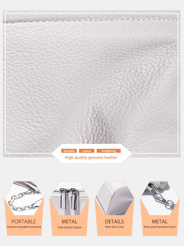 Soft Leather Acrylic Chain Handbag – Luxury Small Top-Handle Underarm & Crossbody Shoulder Bag for Women
