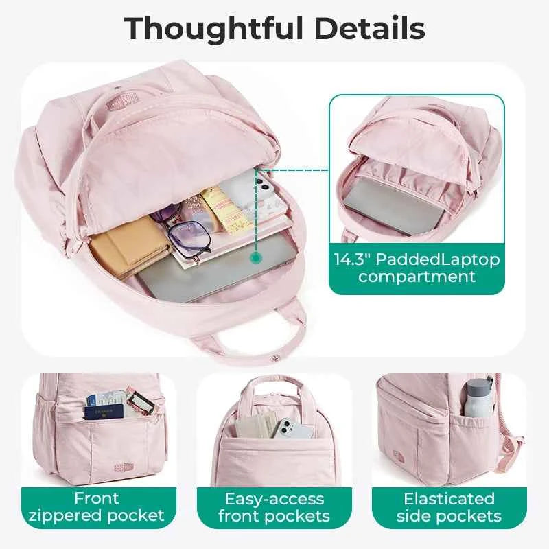 Women's Large Capacity Lightweight Travel Backpack – Laptop School Bag & Carry-On Luggage