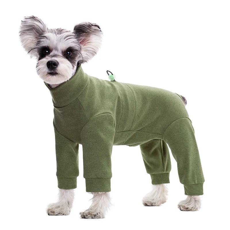 Velvet Dog Pyjamas – Soft Warm High-Neck Jumpsuit with Long Sleeves for Small Dogs