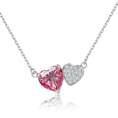 2CT Pink Heart Moissanite Pendant Necklace - SnaggIt