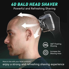 6D Magnetic Floating Head Shaver – Professional IPX6 Waterproof Bald Head & Beard Shaving System