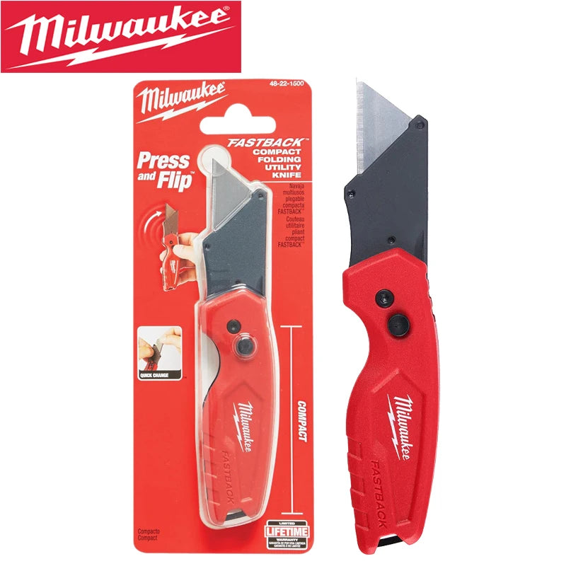 Milwaukee FASTBACK™ Compact Folding Utility Knife – Press & Flip Design - FASTBACK