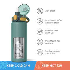 High Performance 700 ML Insulated Sports Flask | Rapid Hydration Straw & All Day Cooling