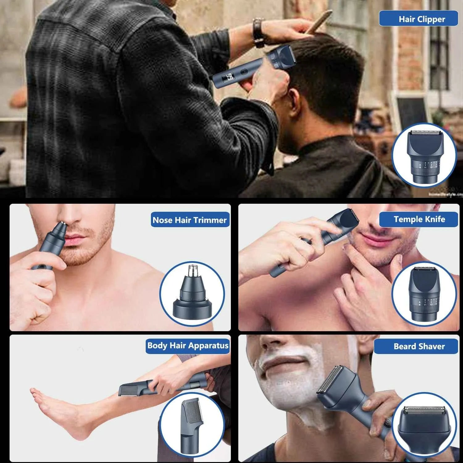 Professional 5 in 1 Complete Body Grooming System – IPX6 Waterproof Cordless Shaver & High Precision Trimmer Kit