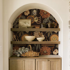 Vintage Boho Brown Floral Peel & Stick Wallpaper by Snagg A Wallpaper