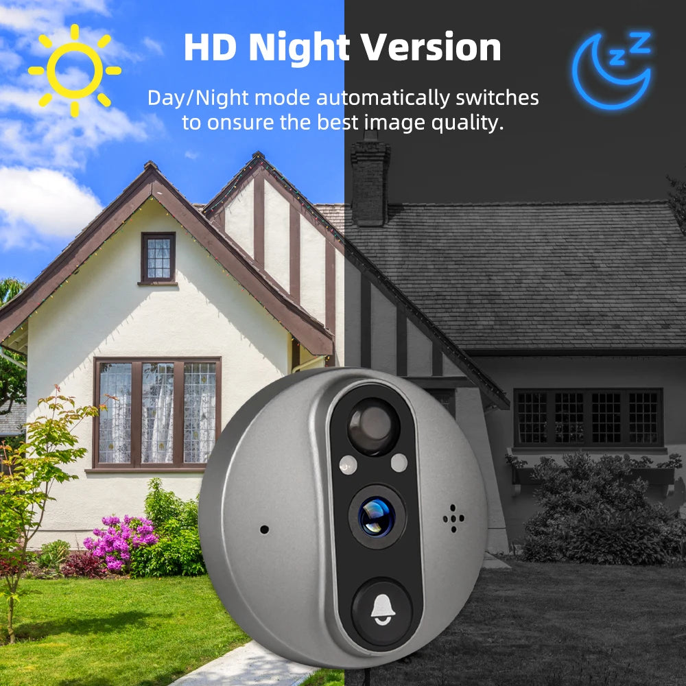 3MP Smart Peephole Doorbell 4.3″ Screen with PIR Motion Detection by Snagg A Doorbell Camera