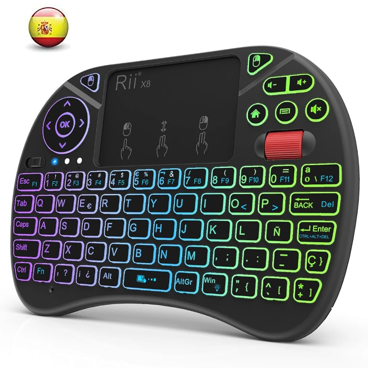 X8 Mini 2.4GHz Wireless Keyboard - 8 Color RGB Backlit & Multimedia Controller