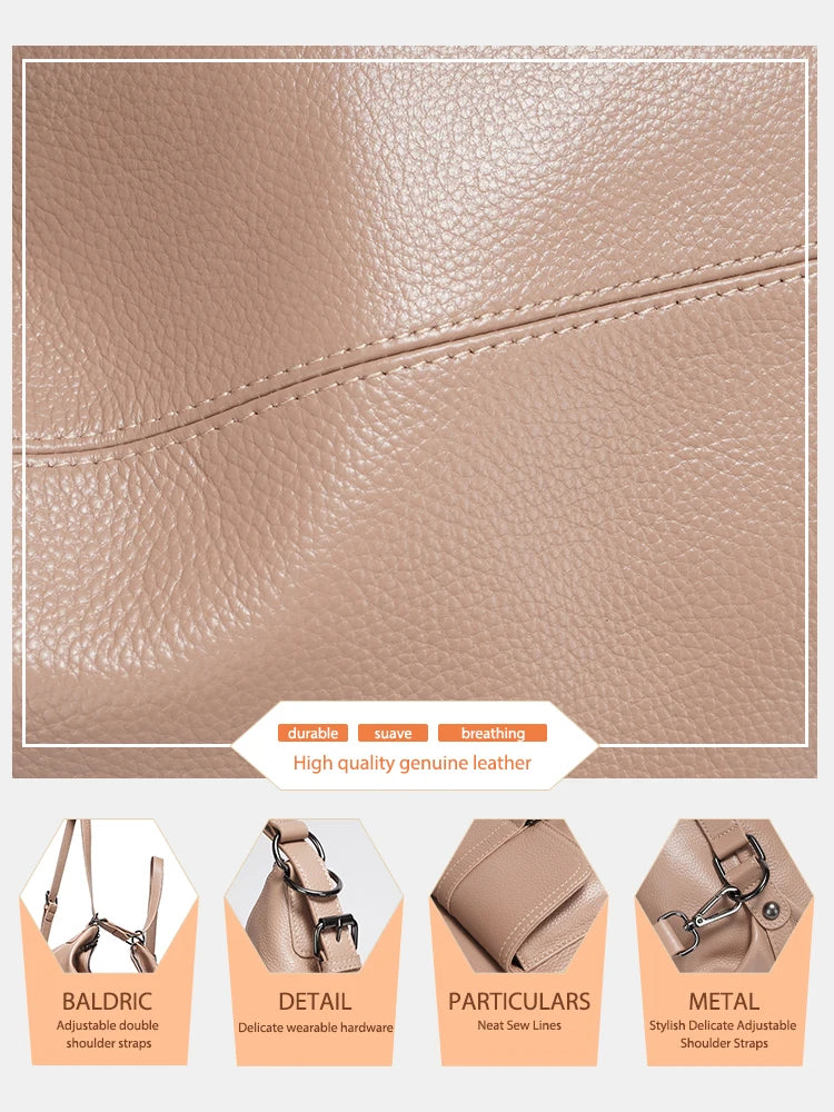100% Genuine Leather 2-in-1 Shoulder Bag & Backpack – Large Capacity Multifunction Satchel for Women