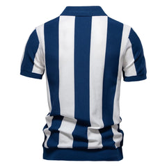 Men's Striped Contrast Panel Polo | 2026 Summer Social Casual Essential
