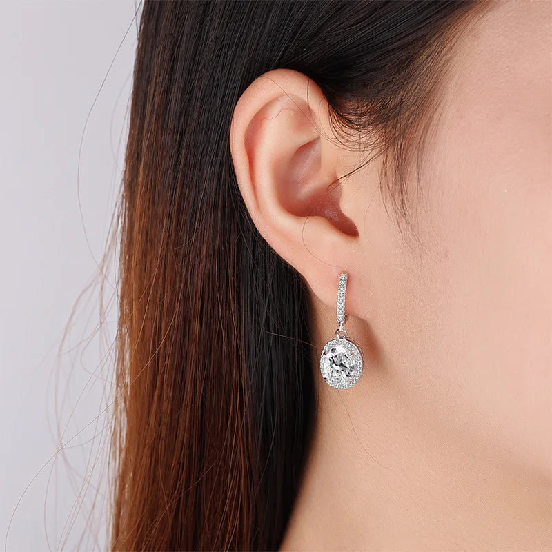4CT True Pink Oval Moissanite Drop Earrings