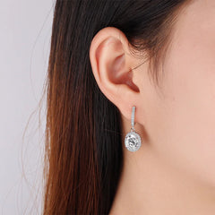 4CT True Pink Oval Moissanite Drop Earrings