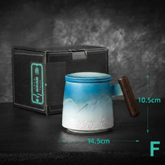 Ceramic Tea Mug with Wooden Handle by Snagg A Cup