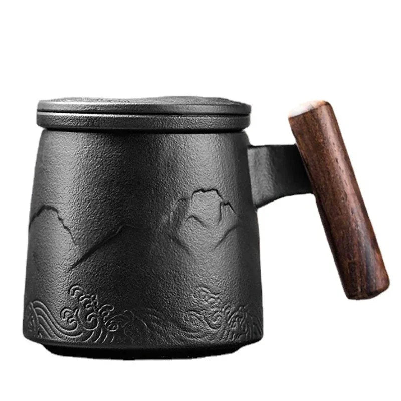 Ceramic Tea Mug with Wooden Handle by Snagg A Cup