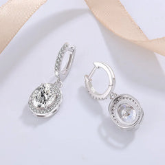 4CT True Pink Oval Moissanite Drop Earrings