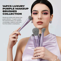 15 Piece Luxury Amethyst Professional Brush Collection – Vegan Precision Set