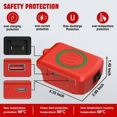 Multi Function Wireless Charger & Power Adapter | 15W Fast-Charging Hub for 18V Battery Platforms