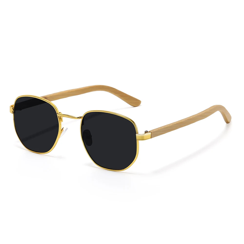 Metal & Bamboo Pilot Sunglasses