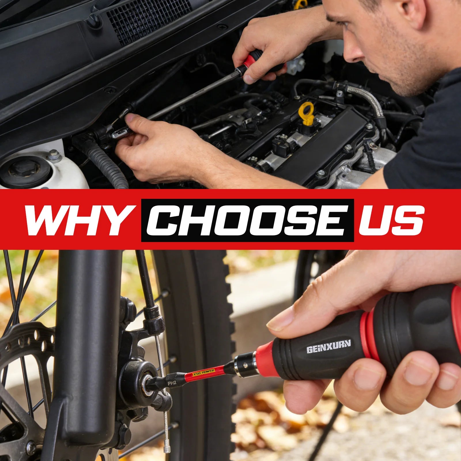 Impact Magnetic Screwdriver Set | Stubby 2-in-1 Ratchet Handle Dual-End Socket Wrench Bits Nut Driver