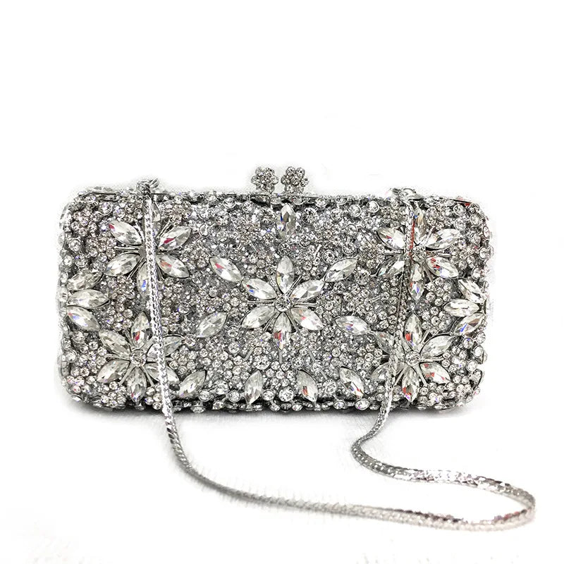 Stone Chain Crystal Evening Clutch