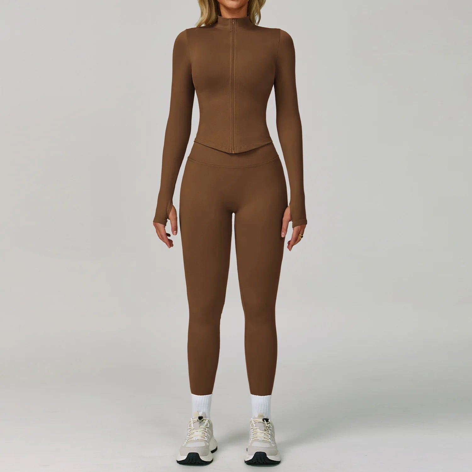 Women's 2/3-Piece Seamless Yoga Set | Gym Workout Suit Fitness Bra Crop Top Long Sleeve Leggings