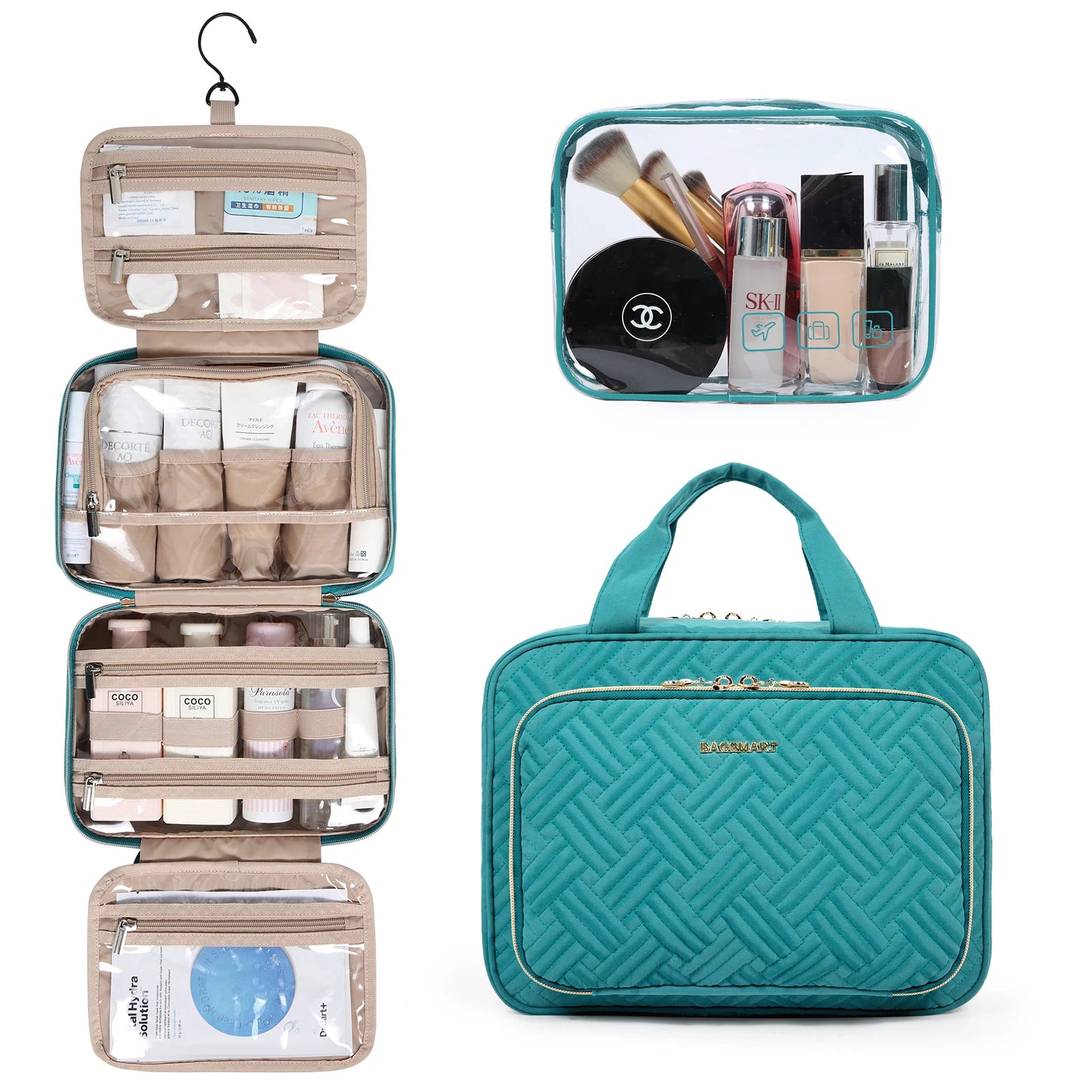 2-Piece Multifunction Makeup & Cosmetic Bag Set – Large Capacity Portable Travel Organiser for Women