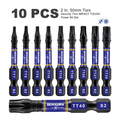 Security Torx Screwdriver Bit Set TT7–TT40 – Magnetic S2 Alloy Steel Impact Bits with Bit Holder
