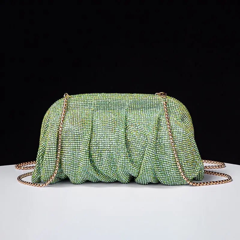 Shiny Rhinestone Crystal Fold Evening Clutch
