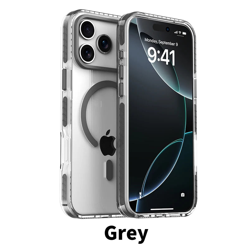 Luxury PE Striped Border MagSafe Phone Case – iPhone 15 Series - Grey / Cases & Covers