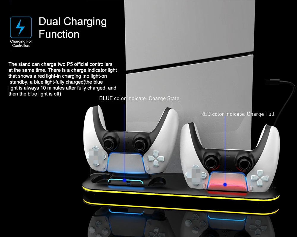 RGB Cooling & Charging Station for PS5 by Snagg A PS Stand