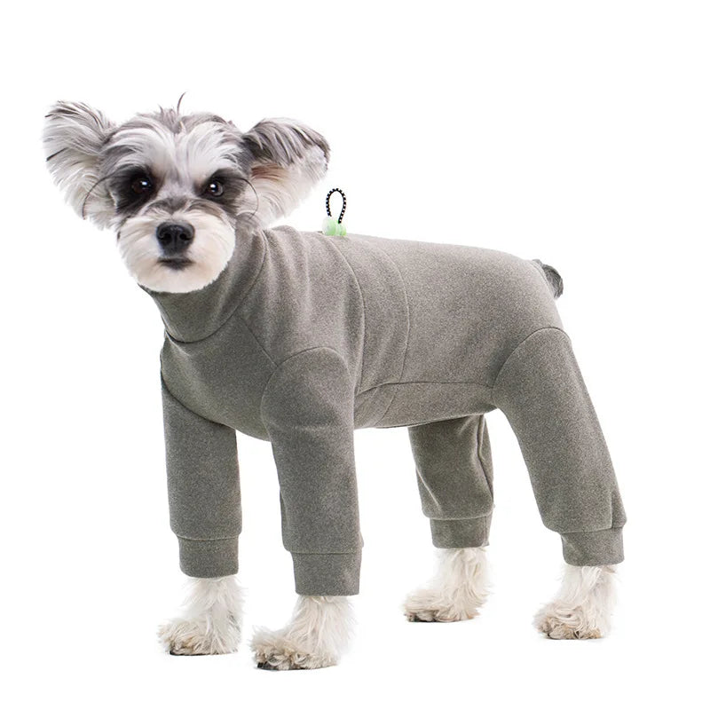 Velvet Dog Pyjamas – Soft Warm High-Neck Jumpsuit with Long Sleeves for Small Dogs