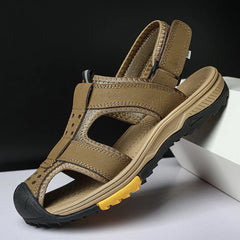 Men’s Leather Sandals – Casual Non-Slip Travel & Beach Shoes by Snagg A Slipper