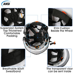Safety Helmet With Bluetooth Earmuffs Double Visors Reflective Stickers by Snagg A Safety Helmet