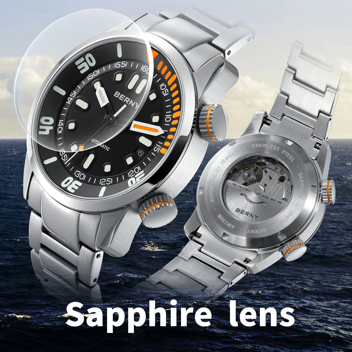BERNY Automatic Dive Watch for Men