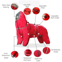 Waterproof Dog Rain Jacket for Large Dogs – Breathable Snow-Proof Windproof Outdoor Coat with Legs