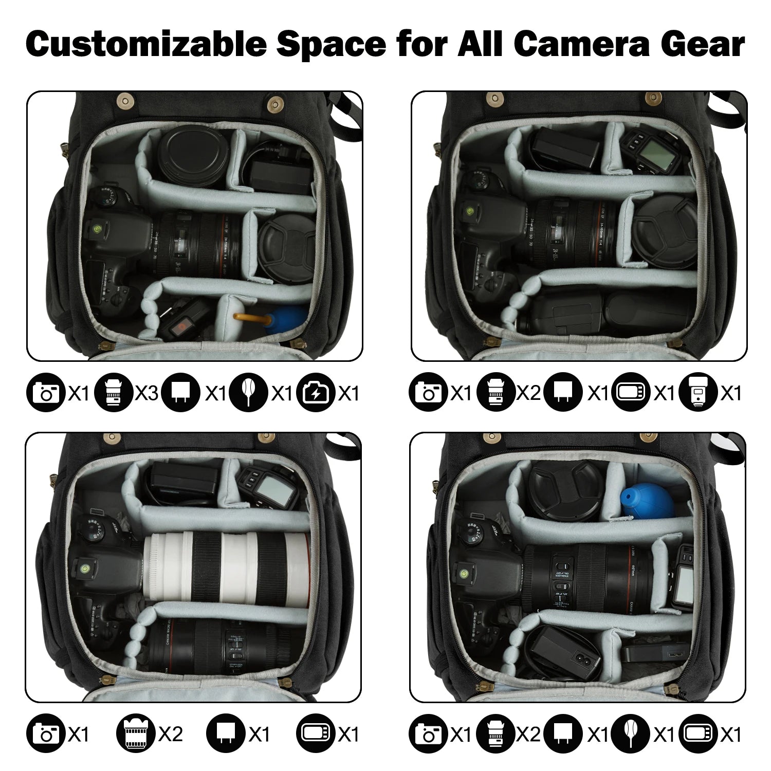 DSLR Camera Backpack with Tripod Holder – Waterproof Photographer Backpack Fits 15" Laptop (36–55L)