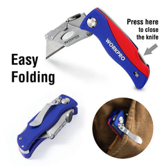 WORKPRO Folding Utility Knife + 50 SK5 Steel Blades – Heavy Duty Cutting Kit