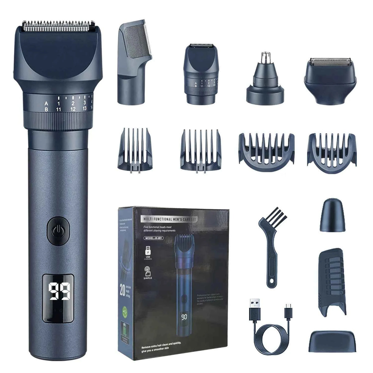Professional 5 in 1 Complete Body Grooming System – IPX6 Waterproof Cordless Shaver & High Precision Trimmer Kit